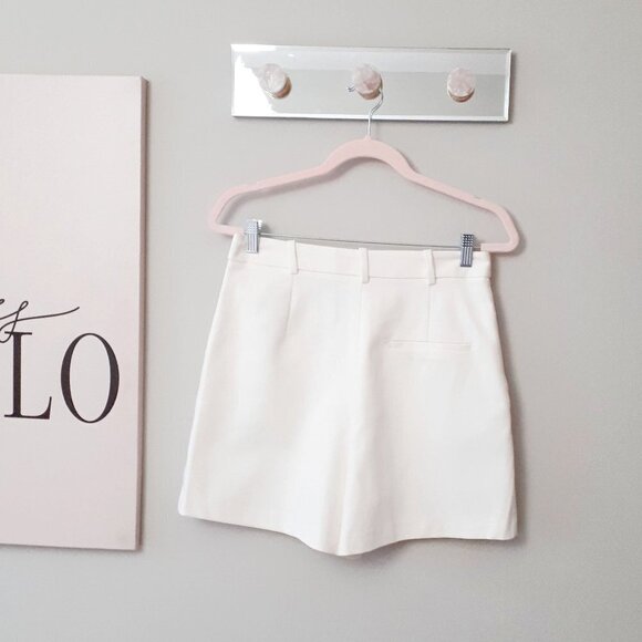 NWT Zara off-white ivory high waisted buttoned front tailored Bermuda shorts, L - Picture 11 of 11